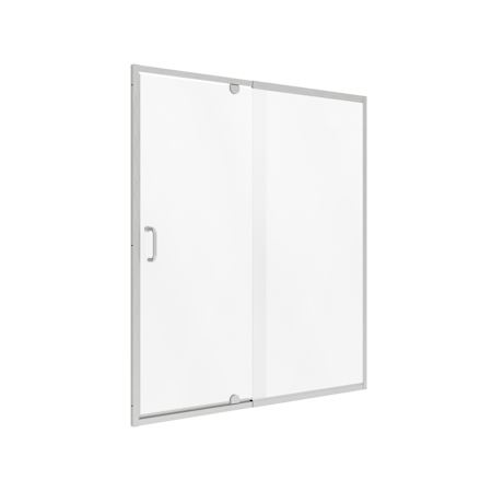 CRAFT + MAIN Cove 69" High x 48" Wide Pivot Semi Frameless Shower Door with Clear Glass Brushed Nickel