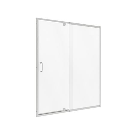 CRAFT + MAIN Cove 69" High x 48" Wide Pivot Semi Frameless Shower Door with Clear Glass Brushed Nickel