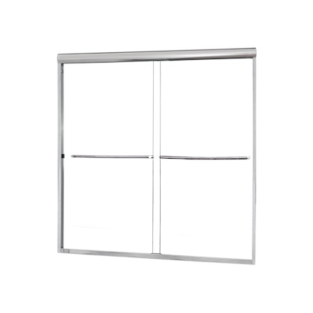 CRAFT + MAIN Cove 55" High x 54" Wide Sliding Framed Tub Door with 1/4" Clear Glass Silver