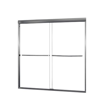 CRAFT + MAIN Cove 55" High x 58" Wide Sliding Frameless Tub Door with Clear Glass Brushed Nickel