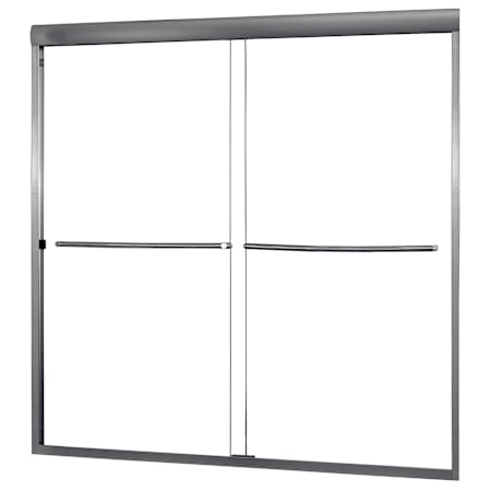 CRAFT + MAIN Cove 55" High x 58" Wide Sliding Frameless Tub Door with Clear Glass Brushed Nickel