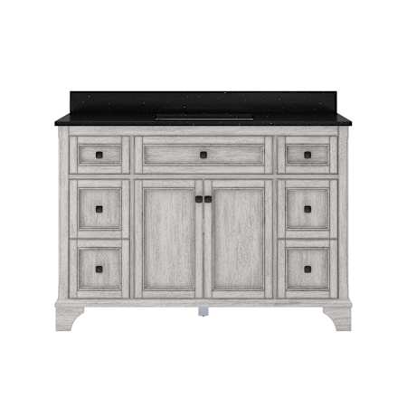 CRAFT + MAIN Ellery 49" Free Standing Single Basin Vanity Set with Cabinet and Black Galaxy Quartz Vanity Top Vintage Grey