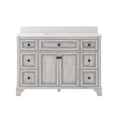 CRAFT + MAIN Ellery 48" Free Standing Single Basin Vanity Set with Cabinet and Carrara Vita Quartz Vanity Top Vintage Grey