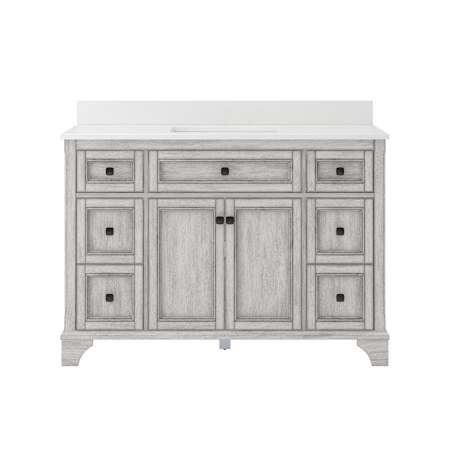 CRAFT + MAIN Ellery 49" Free Standing Single Basin Vanity Set with Cabinet and Snow White Quartz Vanity Top Vintage Grey