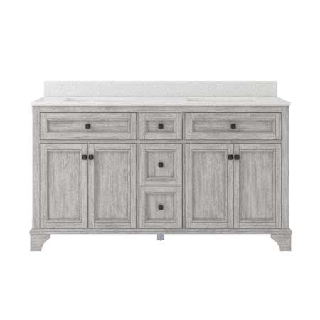 CRAFT + MAIN Ellery 60" Free Standing Double Basin Vanity Set with Cabinet and Quartz Vanity Top Vintage Grey