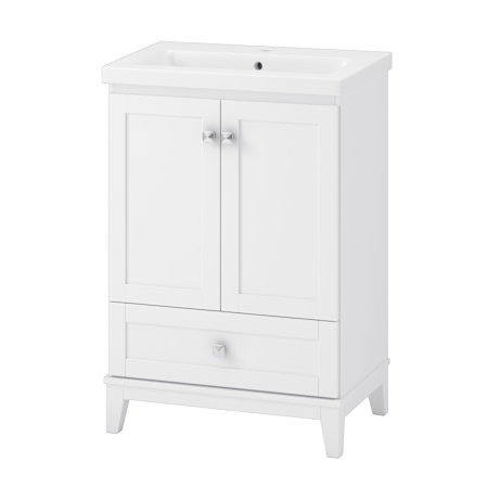 CRAFT + MAIN Jaxon 24" Free Standing Single Basin Vanity Set with Cabinet, Vitreous China Vanity Top, White