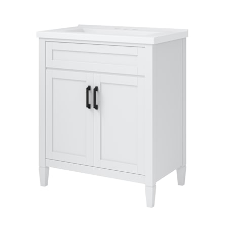CRAFT + MAIN Kamryn 30" Free Standing Single Basin Vanity Set with Cabinet and Vitreous China Vanity Top White