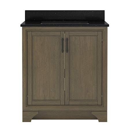 CRAFT + MAIN Lanagan 31" Free Standing Single Basin Vanity Set with Cabinet and Black Galaxy Quartz Vanity Top Shaded Timber