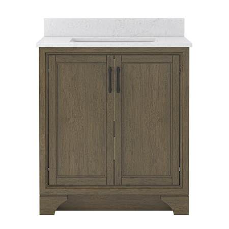 CRAFT + MAIN Lanagan 31" Free Standing Single Basin Vanity Set with Cabinet and Carrara Vita Quartz Vanity Top Shaded Timber