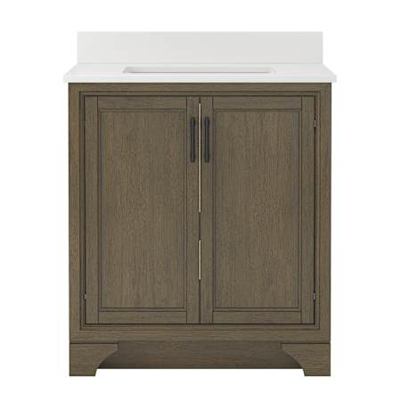 CRAFT + MAIN Lanagan 32" Free Standing Single Basin Vanity Set with Cabinet and Snow White Quartz Vanity Top Shaded Timber