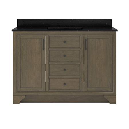 CRAFT + MAIN Lanagan 48" Free Standing Single Basin Vanity Set with Cabinet and Black Galaxy Quartz Vanity Top Shaded Timber