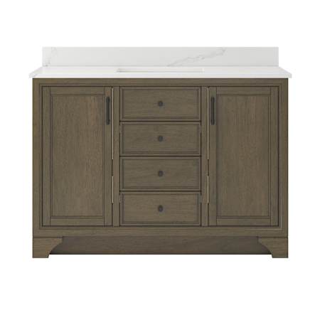CRAFT + MAIN Lanagan 48" Free Standing Single Basin Vanity Set with Cabinet and Calacatta Bianco Quartz Vanity Top Shaded Timber
