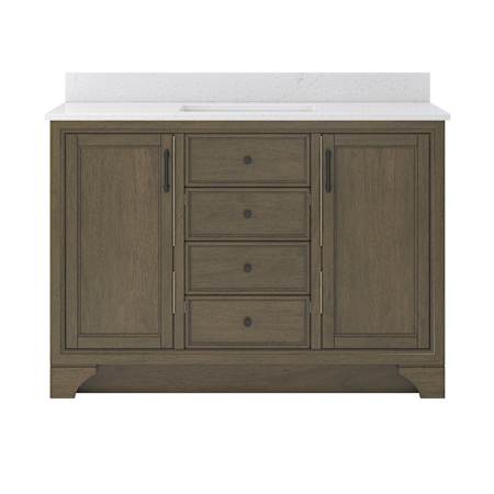 CRAFT + MAIN Lanagan 48" Free Standing Single Basin Vanity Set with Cabinet and Carrara Vita Quartz Vanity Top Shaded Timber