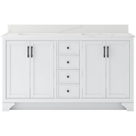 CRAFT + MAIN Lanagan 61" Free Standing Double Basin Vanity Set with Cabinet and Calacatta Bianco Quartz Vanity Top