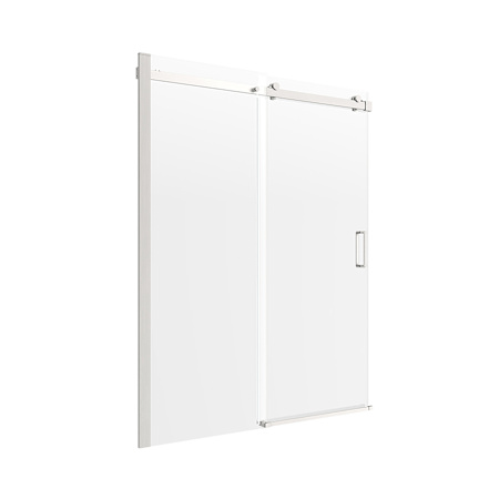 CRAFT + MAIN Lagoon 74" High x 48" Wide Sliding Frameless Shower Door with Clear Glass Brushed Nickel