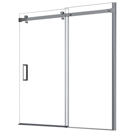 CRAFT + MAIN Lagoon 60" High x 60" Wide Sliding Frameless Tub Door with Clear Glass Brushed Nickel