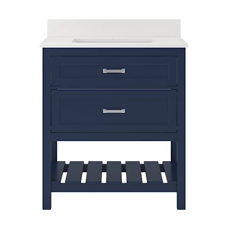 CRAFT + MAIN Lawson 32" Free Standing Single Basin Vanity Set with Cabinet and Snow White Quartz Vanity Top Aegean Blue