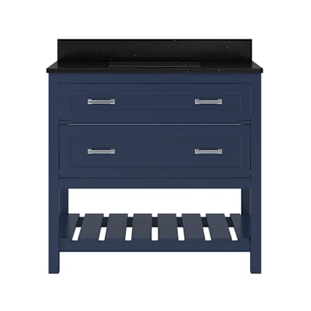 CRAFT + MAIN Lawson 37" Free Standing Single Basin Vanity Set with Cabinet and Black Galaxy Quartz Vanity Top Aegean Blue