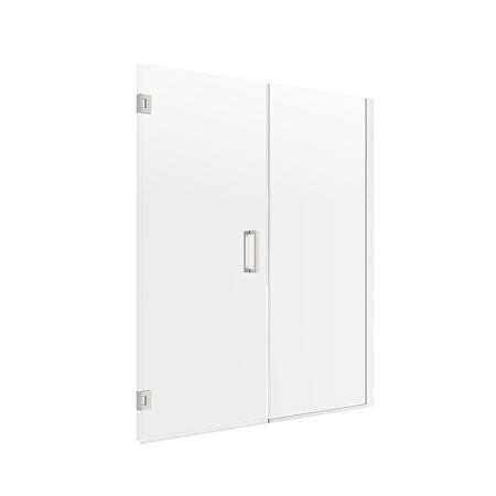CRAFT + MAIN Marina 74" High x 60" Wide Hinged Frameless Shower Door with Clear Glass Brushed Nickel