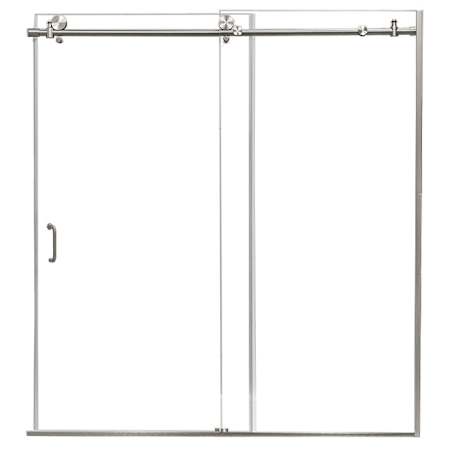 CRAFT + MAIN 62" High x 60" Wide Sliding Shower Door with Clear Glass Brushed Nickel