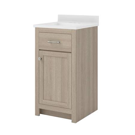 CRAFT + MAIN Reese 18" Free Standing Single Basin Vanity Set with Cabinet and Cultured Marble Vanity Top Light Oak