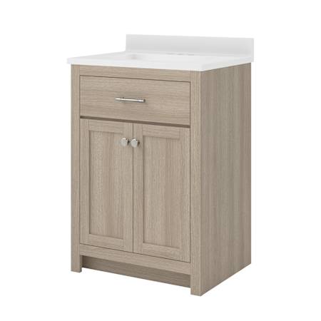 CRAFT + MAIN Reese 24" Free Standing Single Basin Vanity Set with Cabinet and Cultured Marble Vanity Top Light Oak