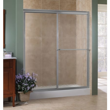 CRAFT + MAIN Tides 70" High x 48" Wide Sliding Framed Shower Door with 3/16" Obscure Glass Brushed Nickel