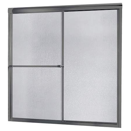CRAFT + MAIN Tides 58" High x 60" Wide Sliding Framed Shower Door with Pattern Glass Brushed Nickel with Rain Glass