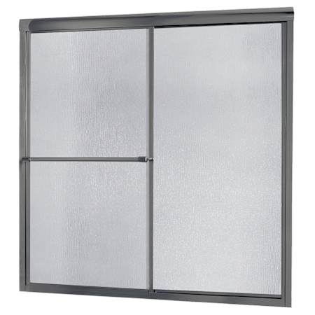 CRAFT + MAIN Tides 58" High x 60" Wide Sliding Framed Shower Door with Pattern Glass Brushed Nickel with Rain Glass
