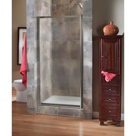 CRAFT + MAIN Tides 65" High x 31" Wide Hinged Framed Shower Door with 3/16" Obscure Glass Brushed Nickel