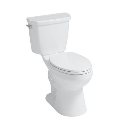 CRAFT + MAIN Easley Flush Guard 1.28 GPF Two Piece Elongated Toilet with Left Hand Lever - Seat Included White