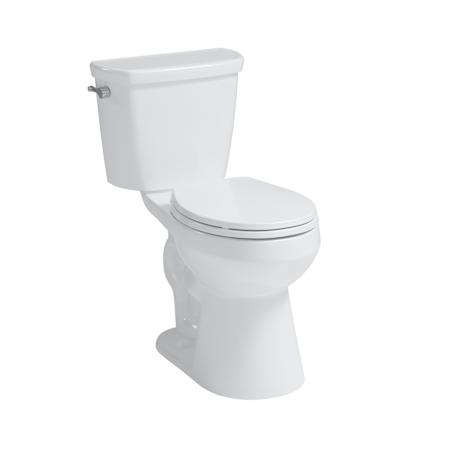 CRAFT + MAIN Easley Flush Guard 1.28 GPF Two Piece Round Toilet with Left Hand Lever - Seat Included White