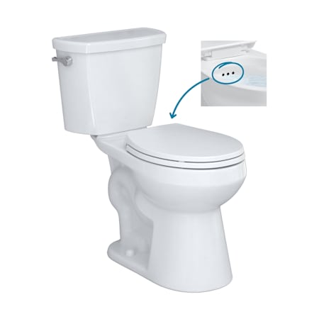 CRAFT + MAIN Easley Flush Guard 1.28 GPF Two Piece Round Toilet with Left Hand Lever - Seat Included White