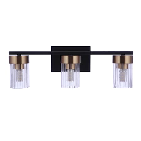 Craftmade Bond Street 3 Light 19" Wide Vanity Light Flat Black / Satin Brass