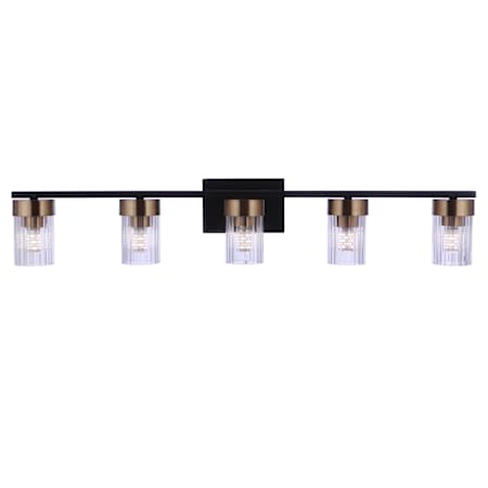 Craftmade Bond Street 5 Light 35" Wide Vanity Light Flat Black / Satin Brass