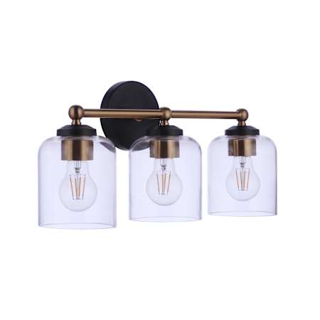 Craftmade Coppa 3 Light 19" Wide Vanity Light Flat Black / Satin Brass