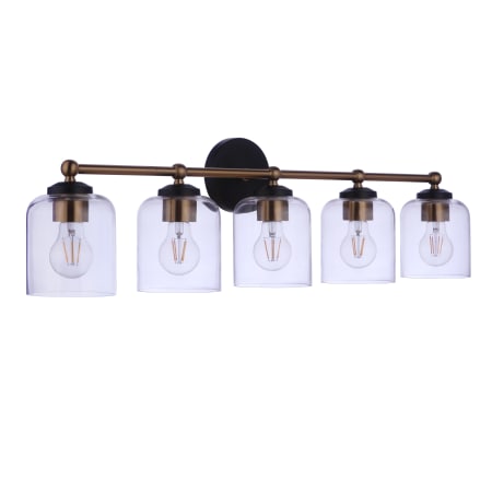 Craftmade Coppa 5 Light 33" Wide Vanity Light Flat Black / Satin Brass