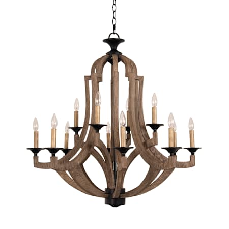 Craftmade Winton 12 Light 36" Wide Pillar Candle Style Chandelier Weathered Pine