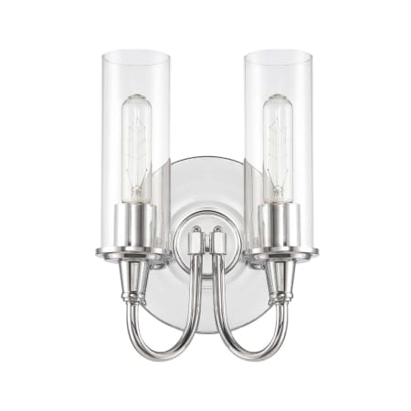 Craftmade Modina 2 Light Bathroom Vanity Light - 8 Inches Wide Chrome