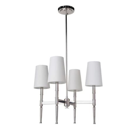 Craftmade Ella 4 Light 25-1/2" Wide Chandelier with White Linen Shades Polished Nickel