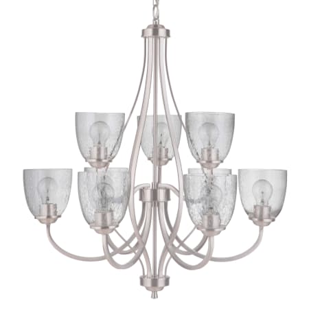 Craftmade Serene 9 Light 30" Wide Chandelier with Seedy Glass Shades Brushed Polished Nickel