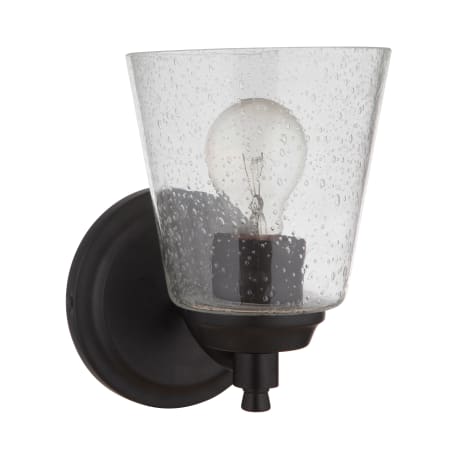 Craftmade Tyler 10" Tall Bathroom Sconce with Seedy Glass Shade Flat Black