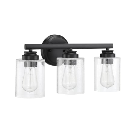 Craftmade Bolden 3 Light 18" Wide Bathroom Vanity Light with Seedy Glass Shades Flat Black