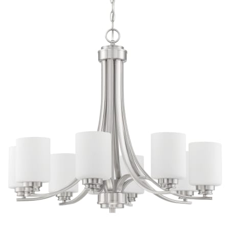 Craftmade Bolden 8 Light 29" Wide Chandelier with Frosted Glass Shades Brushed Polished Nickel