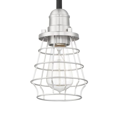 Craftmade Thatcher 5" Wide Cage Mini Pendant Flat Black / Brushed Polished Nickel