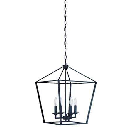 Craftmade Flynt 4 Light 16" Wide Taper Candle Pendant Flat Black