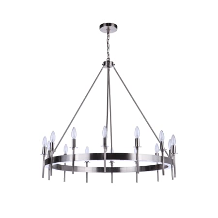 Craftmade Larrson 14 Light 36" Wide Taper Candle Style and Ring Chandelier Brushed Polished Nickel