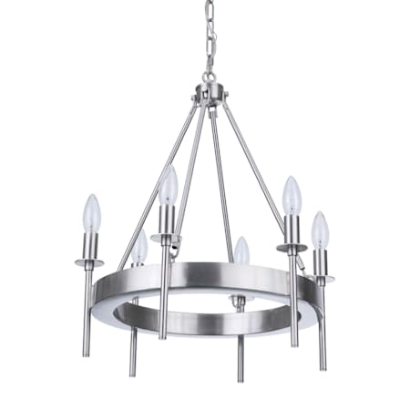 Craftmade Larrson 6 Light 18" Wide Taper Candle Style Chandelier Brushed Polished Nickel