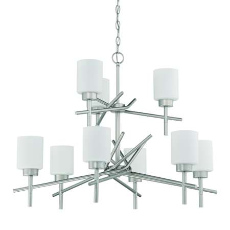 Craftmade Cadence 9 Light 32" Wide Pillar Candle Chandelier Satin Nickel