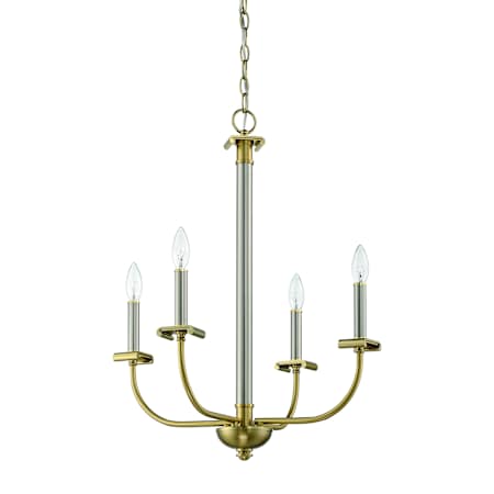 Craftmade Stanza 4 Light 21" Wide Taper Candle Style Chandelier Brushed Polished Nickel / Satin Brass